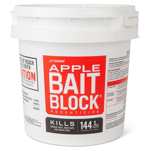 Bait Block Apple Flavor Rodenticide – 9 lb. Pail – Effective Rodent Control Bait Blocks – Long-Lasting and Easy to Use | 1 oz Anticoagulant Bait Blocks; Apple Flavor; For Use in Tamper-Resistant Bait Stations; 9 lb Pail
