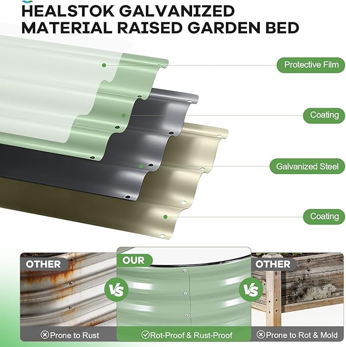 Galvanized Raised Garden Beds Outdoor, 6x3x1ft Oval Metal Raised Beds for Gardening, Rust-Resistant Garden Planter Box for Planting Vegetables, Flowers, Fruits in Backyard(Avocado Green)