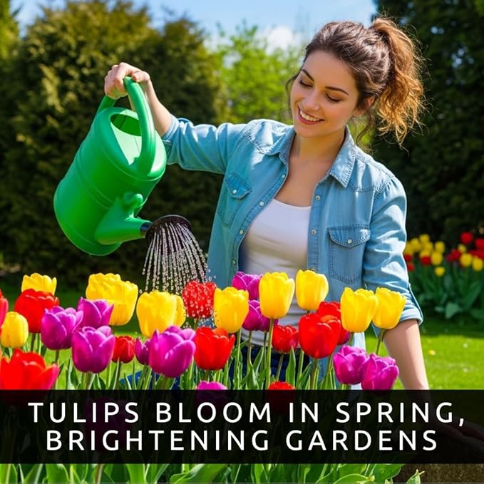 Mixed Rainbow Tulip Bulbs for Planting (10 Bulbs) - Huge Bulbs for Colorful Flowers - Grow Cheeful Rainbow Tulips - Multicolor Spring Flowers, Tall Statement Garden