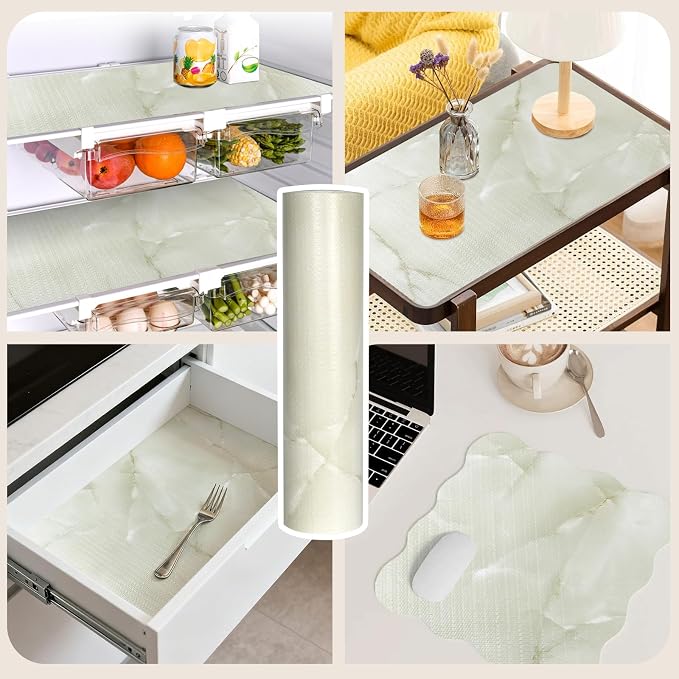 2-Layer Drawer and Shelf Liner for Kitchen Cabinet: 17in X 30Ft Non Slip
