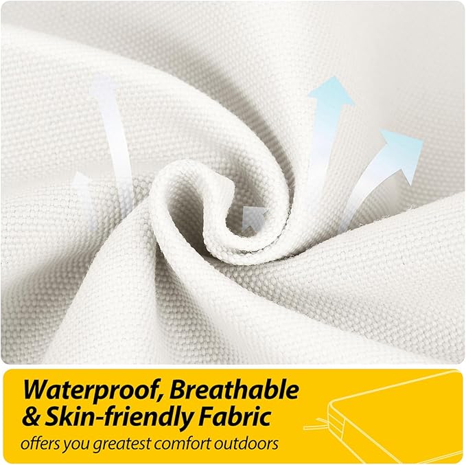 AAAAAcessories Outdoor Seat Cushions for Chairs, Waterproof, Fade-Resistant, 20" x 20" x 3", Patio Furniture Replacement Cushions, Set of 2, Creamy White