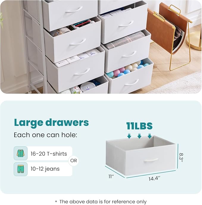 OLIXIS Dresser for Bedroom, 8 Storage Drawers, Tall Fabric Tower Organizer
