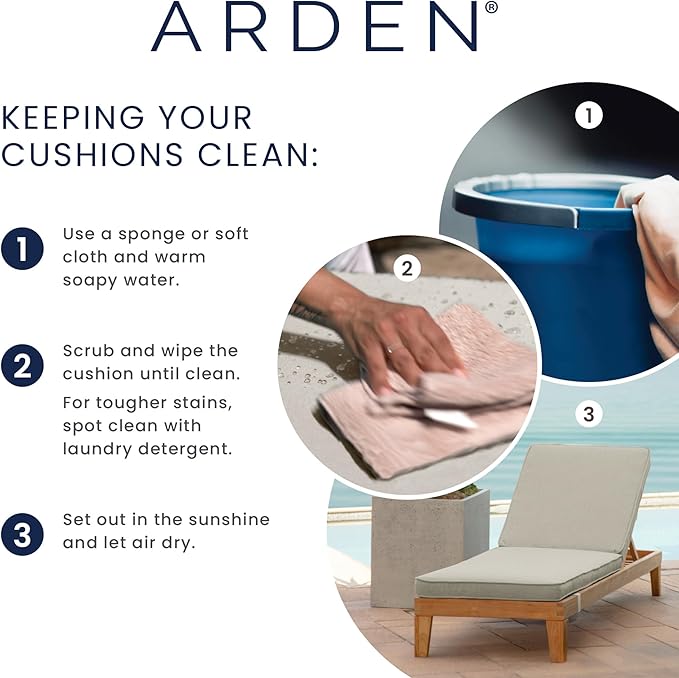Arden 2-Pack Outdoor Patio Dining Chair Cushion, 20x44, Rain-Proof Seat Pad, Fade-Resistant Outdoor Cushion Tan Leala
