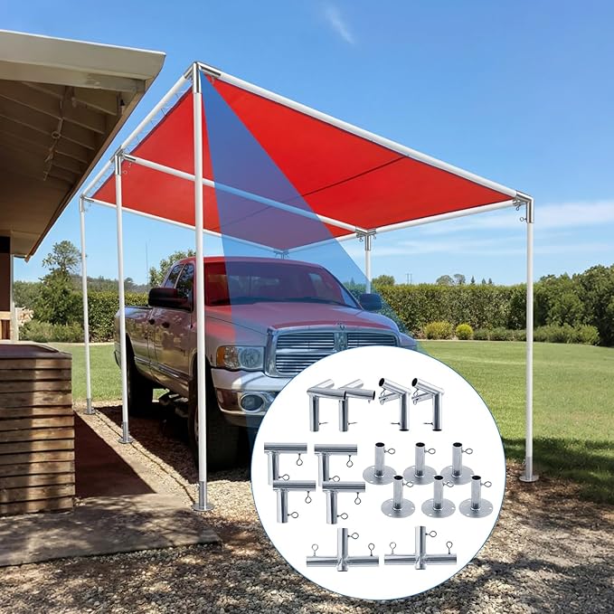 Frienda 6-Leg Lean-to Canopy Fittings for 1" EMT, 18 Pcs Lean to Carport Frame Connectors Kit DIY Project for Slant Roof Carport, Shed, Gazebo, Greenhouse, Shelter Deck, Pipes Not Included