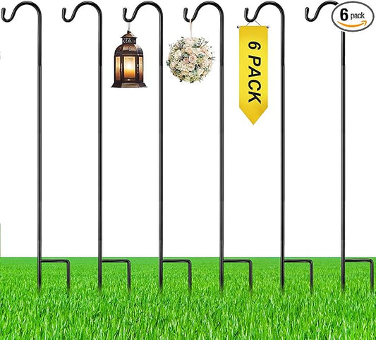 6 Pcs 60 Inch Shepherds Hook for Outdoor Adjustable Bird Feeder Pole Metal Steel Shepard Hooks for Hummingbird Stand Feeder Pole for Garden Plant, Lantern, Hanging Wedding Decor
