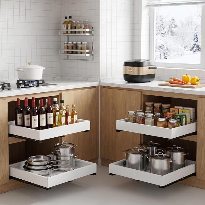 DOMNIU 2 Pack Pull Out Cabinet Organizers Width(12"-19"), Depth(17"-23")