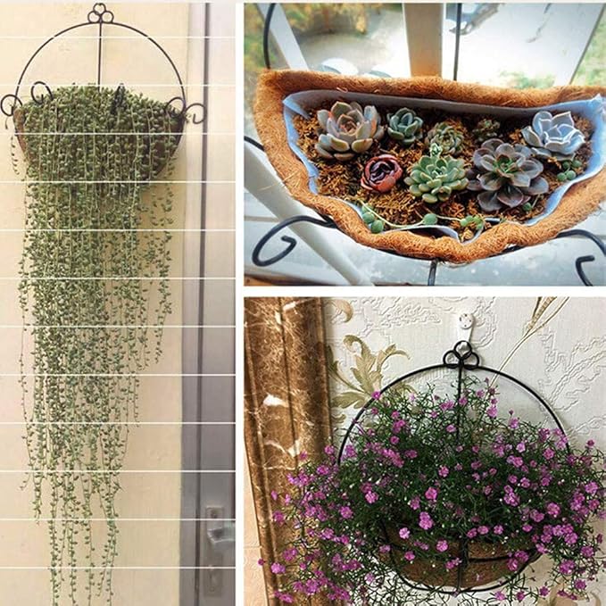2PCS Half Round Replacement Coco Liner for Hanging Basket Wall Flower Basket Half Circle Wall Planter Coconut Fiber Plant Basket Liner for Garden Planter Flower Pot (16 inch)