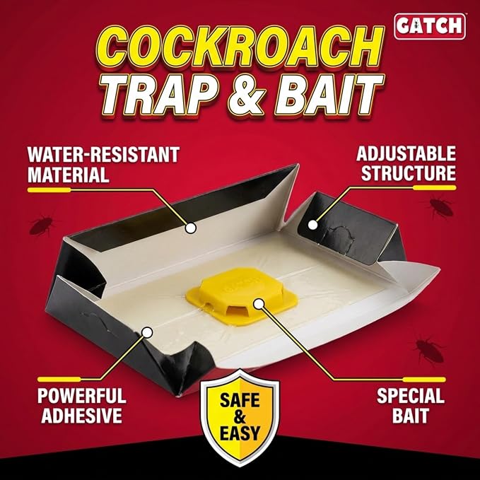 GATCH Roach Traps Indoor (60 Pack), Sticky Baited Cockroach Traps, Roach Killer Indoor Infestation, Adhesvie Glue Traps for Roaches, Insects, Home Bug Ant Spider Cricket, Child & Pet Friendly