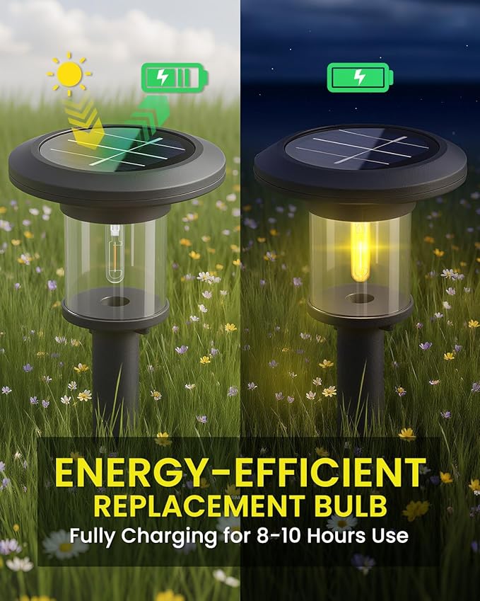 Outdoor Solar Light Bulbs for Garden - 4 Pack Warm White 3000K Solar Light Bulbs Replacement DC 3V 0.5W Hampton Bay Replacement Bulb for Backyard Pathway Garden Landscape