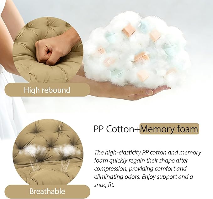 Premium 5" Thicken Porch Swing Cushions Waterproof 3 Seater Replacement Cushions with Backrest and Adjustable Straps, Outdoor Furniture Cushions for Patio, Garden(40×40×5inch)