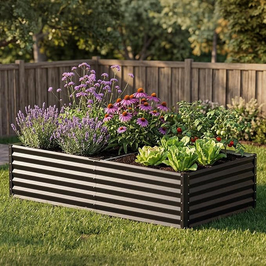 COMHOMA Galvanized Raised Garden Bed,8x4x2ft Large Metal Planter Box for Outdoor Vegetables,Corrugated Steel Herbed Plants Container,Extra Deep Gardeners Kits with Open Bottom