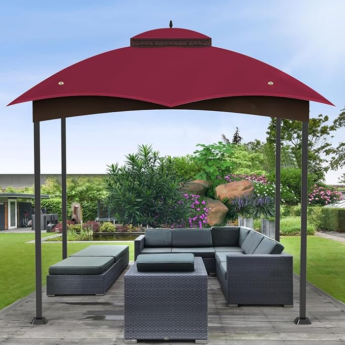 10x12 Replacement Gazebo Canopy Top Cover, Double Tiered Waterproof Canopy Roof for Lowe's Allen Roth Gazebo #GF-12S004B-1(Red)