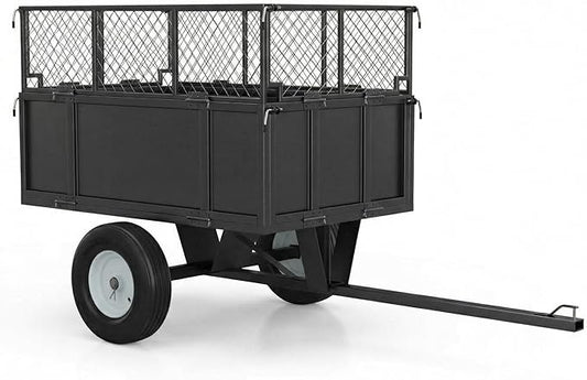 Heavy Duty ATV Trailer Dump Cart 1700 Lbs, 17 Cubic Feet Steel Lawn Mower Trailer with Removable Sides, Tow Behind Garden Yard Dump Cart for Tractor ATV UTV, Utility Wagon for Landscaping & Farm