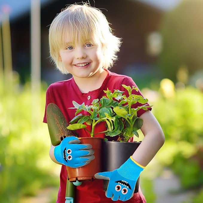 6 Pairs Kids Gardening Gloves Children Work Gloves Rubber Coated Garden Gloves for Kids Toddlers (Small (Age 3-5))
