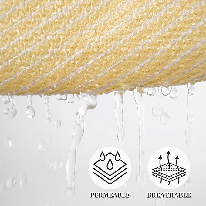 Shade&Beyond Custom 14'x14' Sun Shade Sail Canopy Rectangle UV Block Breathable Curved Sunshade for Backyard Yard Deck Outdoor Facility and Activities, Beige (We Make Custom Size)