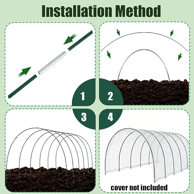 Greenhouse Hoops Grow Tunnel, 6 Set 8FT Long Fiberglass Support Garden Hoops Kit for Raised Beds, Rustproof, Flexible Garden Hoops for DIY Grow Tunnels, DIY Plant Support Garden Stakes for Row Cover