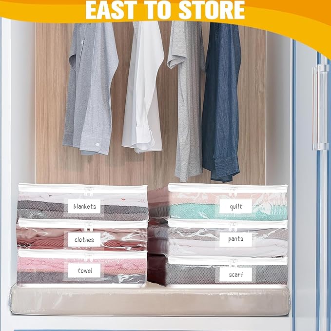 Plastic Storage Bags with Easy-Glide Zipper, Pack of 8, Durable Clear Vinyl Zippered Storage Bags for Clothes Sweaters Comforters Blankets Sheets Bedding (15.7 x 13.8 x 3.9 Inch, Transparent White)