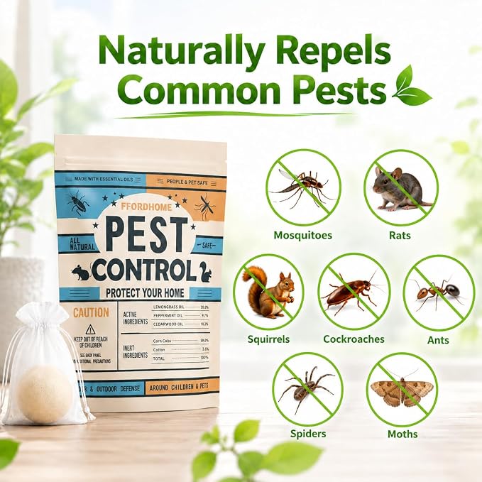 Pest Control Balls, Rodent Repellent, Mouse Repellents, Peppermint Oil Mice Repellent, Rat Deterrent, Repel Rodents(10balls)