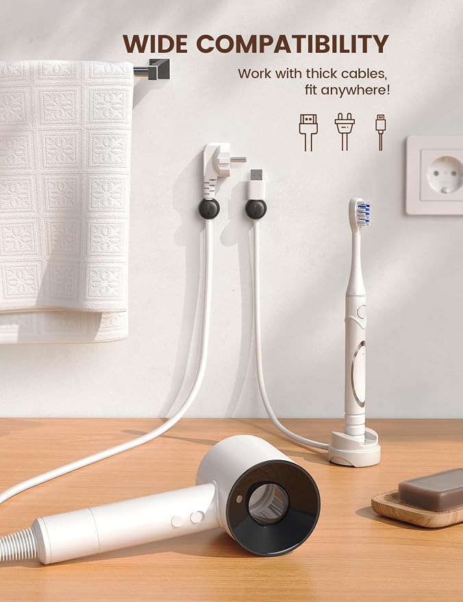 Lamicall 12Pack Rotating Cord Organizer, Desk Office Nightstand Accessories