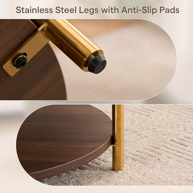 28.5 Inch Round Coffee Table Ottoman with Storgae