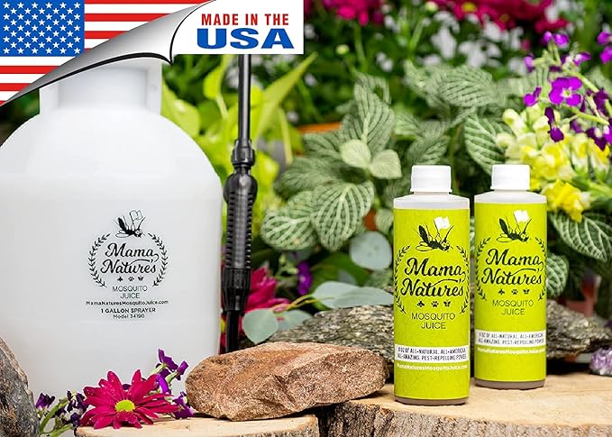 Mama Nature's Mosquito Juice - All Natural, Non-Toxic Mosquito & Tick Spray for Yard - DEET-Free Organic Outdoor Repellent for Lawn, Patio, Garden & Backyard - Safe for Kids, Pets & Plants | 2-Pack