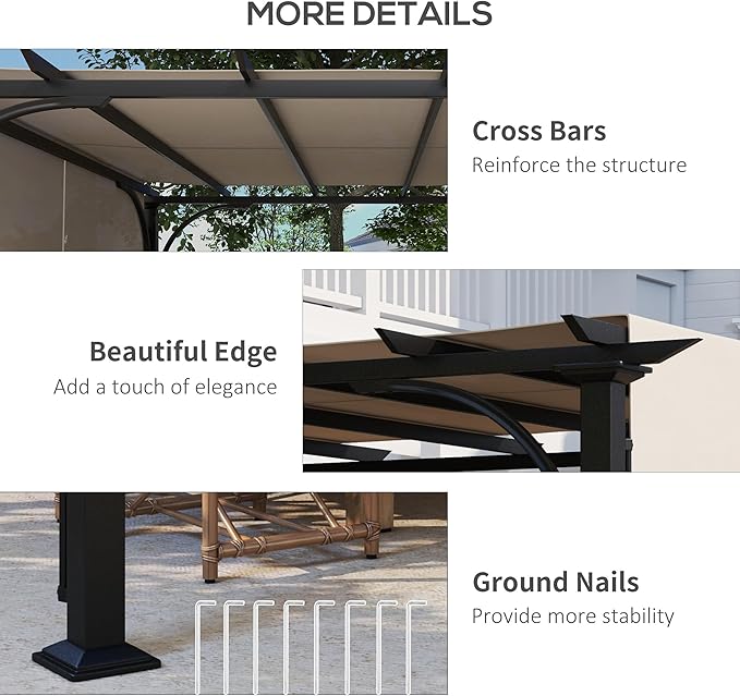 Outsunny 10' x 10' Patio Pergola with Weather-Resistant Steel Frame, Backyard Sun Shade Canopy Cover Shelter for Porch Party, Garden, Grill Gazebo, Beige