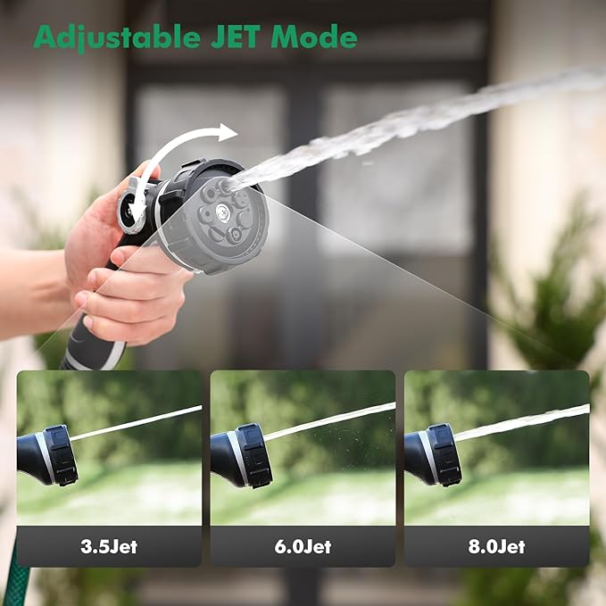 RESTMO Heavy Duty Garden Hose Nozzle, High Pressure Hose Spray Nozzle with 3 Adjustable Jet Modes, Water Nozzle with Thumb Control For Flow Adjustment, 7 Spray Patterns For Watering, Washing, Cleaning