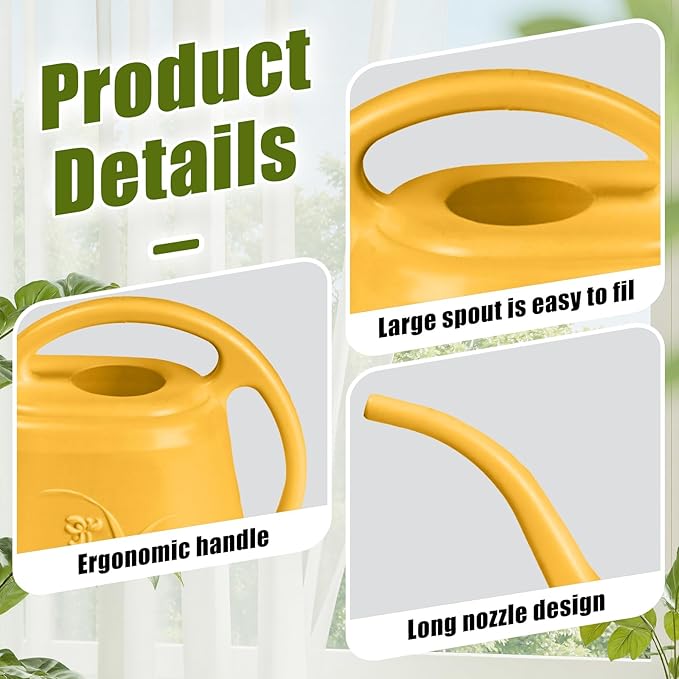 Watering Can - for Home Plant Garden - 1/2 Gallon - Orange
