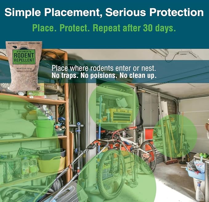 FC6 Botanical Rodent Repellent Keeps Mice and Rats Out, Federal EPA Registered for Use Indoors and in Enclosed Spaces, 2.5 Ounce x 4 Scent Pouches x 4 Pack (Total 16 Pouches)
