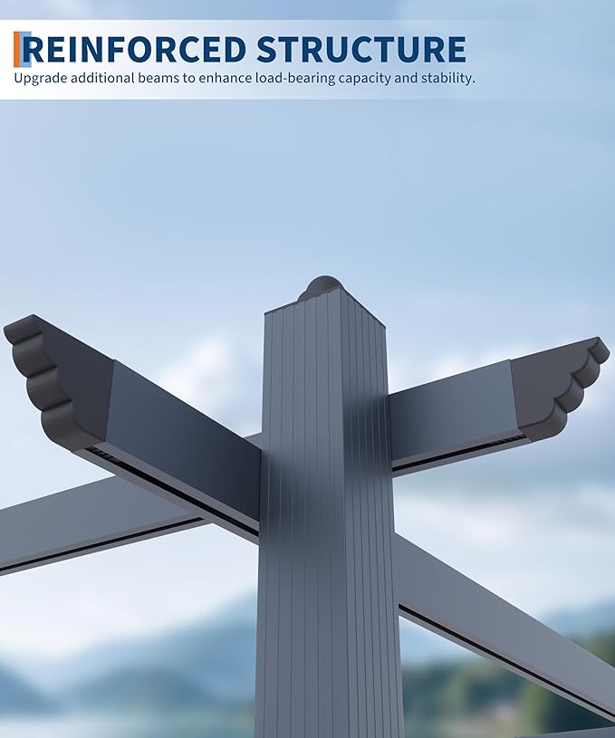 GarveeLife 10x10 ft Outdoor Pergola Metal Pergola with Adjustable Canopy Reinforced Frame Outdoor Shelter for Backyard Garden Deck - Blue