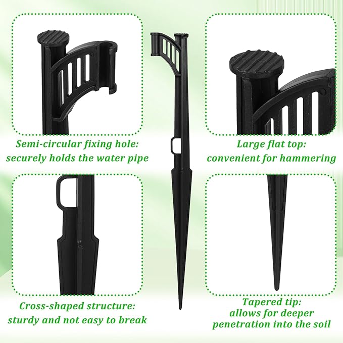 100 Pcs 12.8" Irrigation Drip Support Stakes 1/4 Inch Drip Irrigation Stakes for 1/4 Inch Drip Irrigation Tubing Hose Holder Drip Irrigation Support Stakes for Gardens Irrigation Supplies