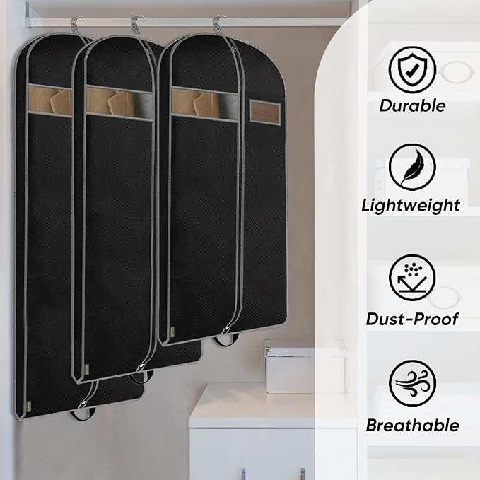 BALEINE 5PK Garment Bags for Hanging Clothes, 43" Suit Bag for Travel
