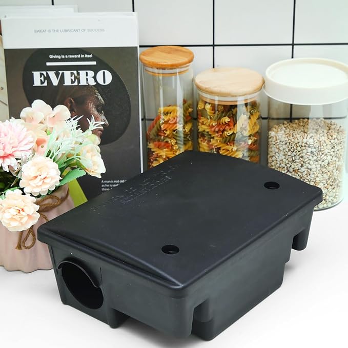 Qualirey 24 Packs Rat Bait Stations Rat Bait Box with Keys Outdoor Mouse Rodent Trap Mice Baits Stations Bulk for Outdoor Indoor Use Keeps Pets and Children Safe