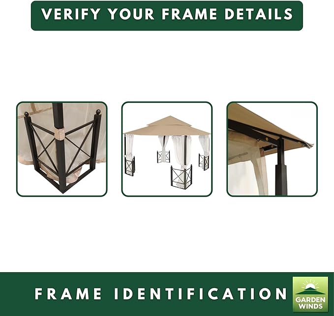 Garden Winds Heavy Duty Reinforced RipLock 500 Replacement Canopy Top Cover Compatible with Harbor 12' x 12' Gazebo Models X1250B, GFS01250B, GFS01250A - Beige