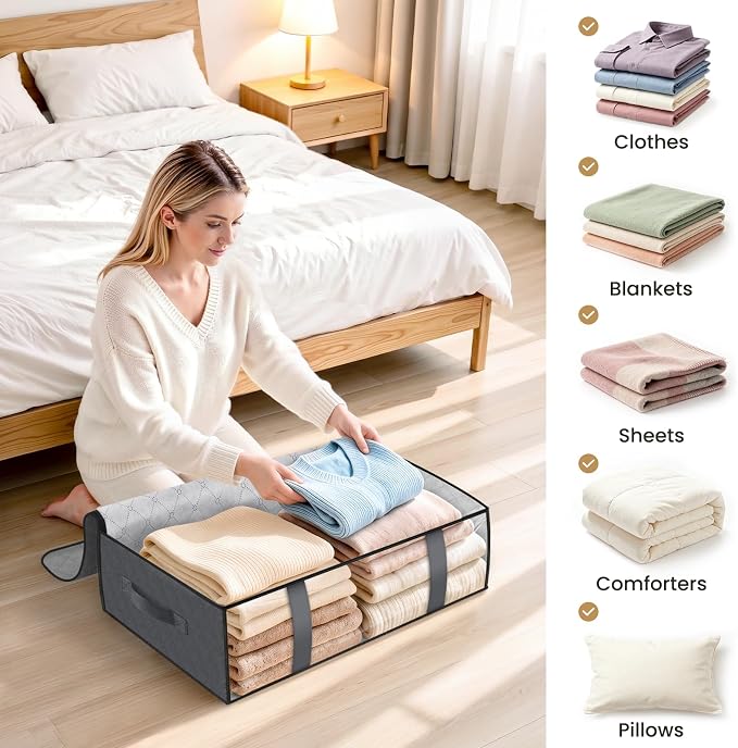 StorageRight Under Bed Storage Bags, 3 Pack, 40L, Gray