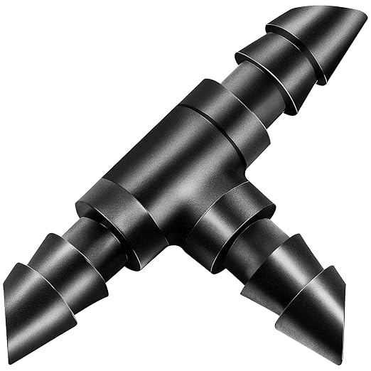 60 Pack Drip Irrigation 1/4" Barbed Tee Fittings, Drip Line Barbed T Connectors for 1/4 Inch Irrigation Tubing Micro Irrigation Connection Parts for Garden Sprinkler Systems