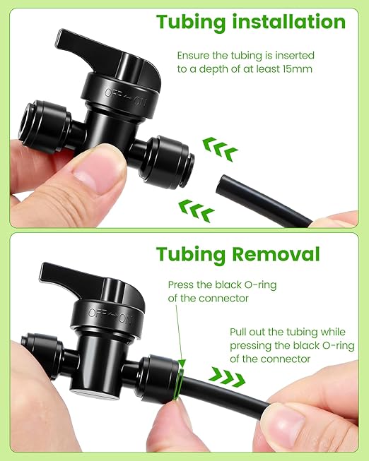 Drip System Parts, Quick Connect 1/4" Shutoff Valve Fittings for Garden & Farm Irrigation Systems, Set of 36