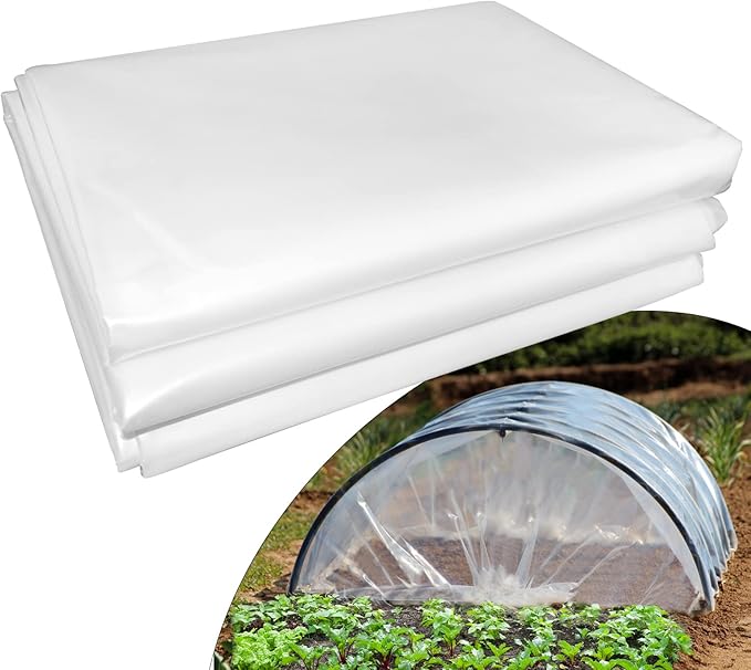 LSGCQ 6 mil Greenhouse Plastic Film Sheeting Cover 10 x 26 Ft UV Resistant Clear Polyethylene Film Green House Hoop Farm Plastic Cover for Gardening, Farming, Agriculture