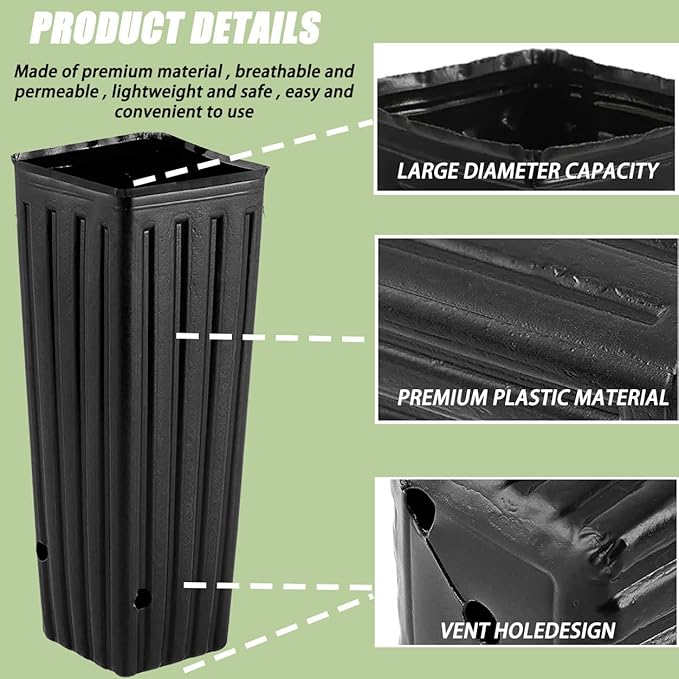 DredQcco 50Pcs Plastic Deep Plant Nursery Pots Tall Deep Tree Pot, Plant Seedling Treepots Tall Flower Containerwith Drainage Holes Flower Container for Indoor Outdoor Garden Plants 9.8" H x 4.7" W