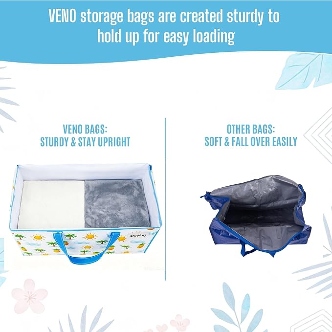 VENO Moving Bags, Wide Open Top, Clear Window, Tropical Island, 8 Pack