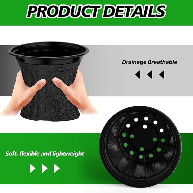 100 Pcs 3 Gallon Planter Nursery Pots, Seed Starting Pot Plastic Flower Seedling Pots with Drainage Holes Flexible Plant Container for Garden Lawn Yard Plants Seedlings (100, 3 Gallon)