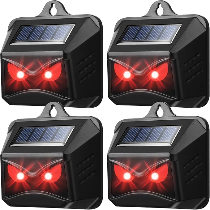 Solar Control Light Nocturnal Animal Repeller Outdoor Deterrent Devices Light Sensor Animal Repellent for Skunk Deer Coyote Fox Raccoon Cat Garden Yard Farm Chicken Coop (12, Black)