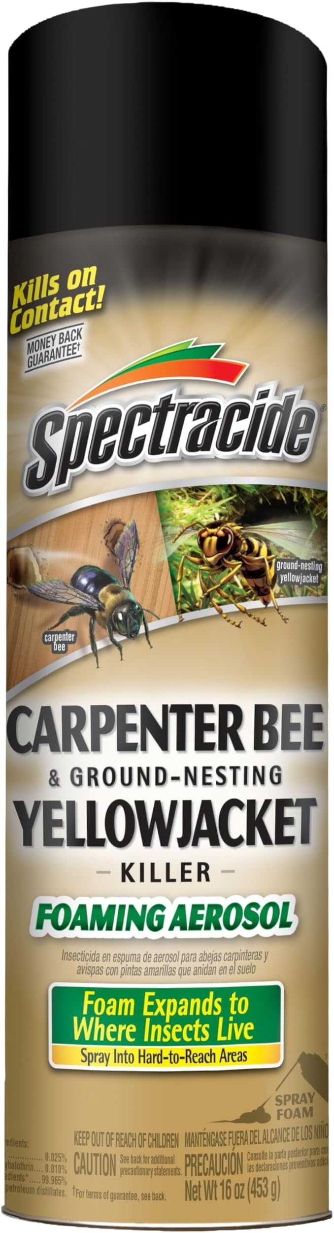 Spectracide Carpenter Bee And Ground-Nesting Yellowjacket Killer Foaming Aerosol 16 Ounces, Expands To Where Insects Live