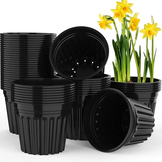 50 Pcs 3 Gallon Planter Nursery Pots, Seed Starting Pot Plastic Flower Seedling Pots with Drainage Holes Flexible Plant Container for Garden Lawn Yard Plants Seedlings (50, 3 Gallon)