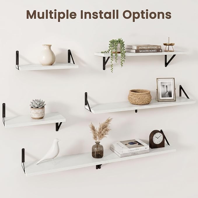 Dreamland Wall Mounted Floating Shelves Set of 2, 24x8, White