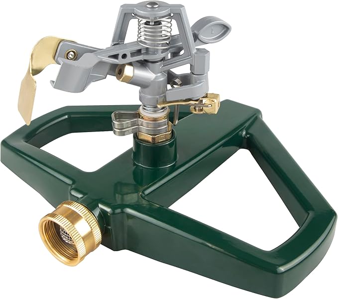 Sprinklers for Yard with Metal Base, Heavy Duty Sprinklers 360 Degree Rotating, Adjustable Zinc Alloy Sprinkler for Yard, Garden, Lawn and Large Areas