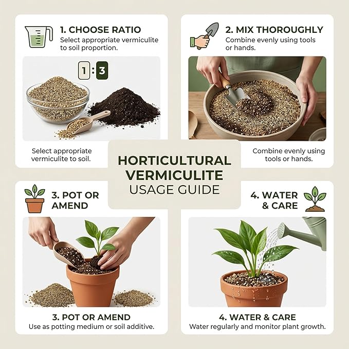 Sukh Vermiculite - Organic Vermiculite for Plants Fine Horticultural Vermiculite Soil Amendments Vermiculite Bulk Soil Additive Perfect for Potted Plants and Garden Professional (3-6MM, 2.9, Pounds)