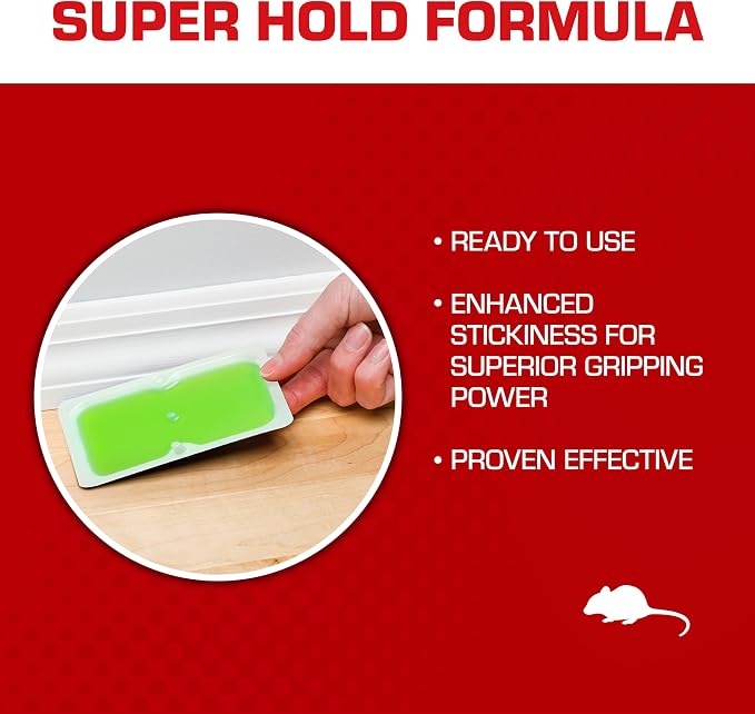 Tomcat Super Hold Glue Traps Mouse Size for Mice, Cockroaches, Spiders, and Scorpions, Ready-To-Use, 4 Traps | For Mice, Cockroaches, Spiders, and Scorpions, Ready-To-Use