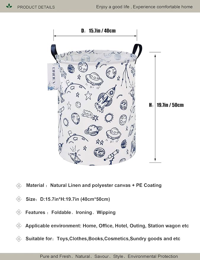 Round collapsible Large Space Rocket Laundry Hamper for Adults Kids