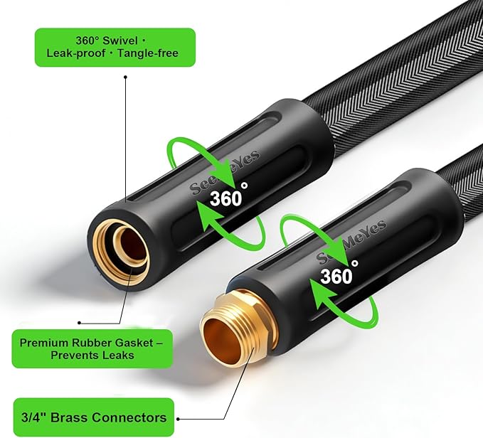 25ft Garden Hose Lightweight Flexible Water Hose, Abrasion Resistant, Kink Free, Durable Sturdy Hoses 2025 Up Graded Thicken Waterhose 700 PSI for Outdoor, RV, Marine, Convenient Storage, 3/4GHT